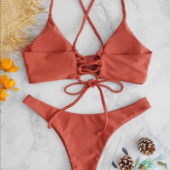 Rusty orange / red Zaful Bikini - Picture 2 of 3